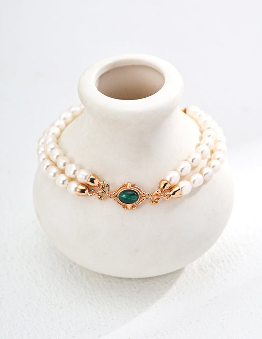 Pearl Malachite Double Layers Bracelet